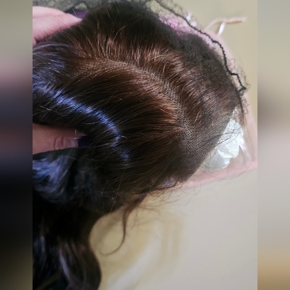 Megalook 26 Inch  Brown Wavy Human Hair Wig - Picture 11 of 14